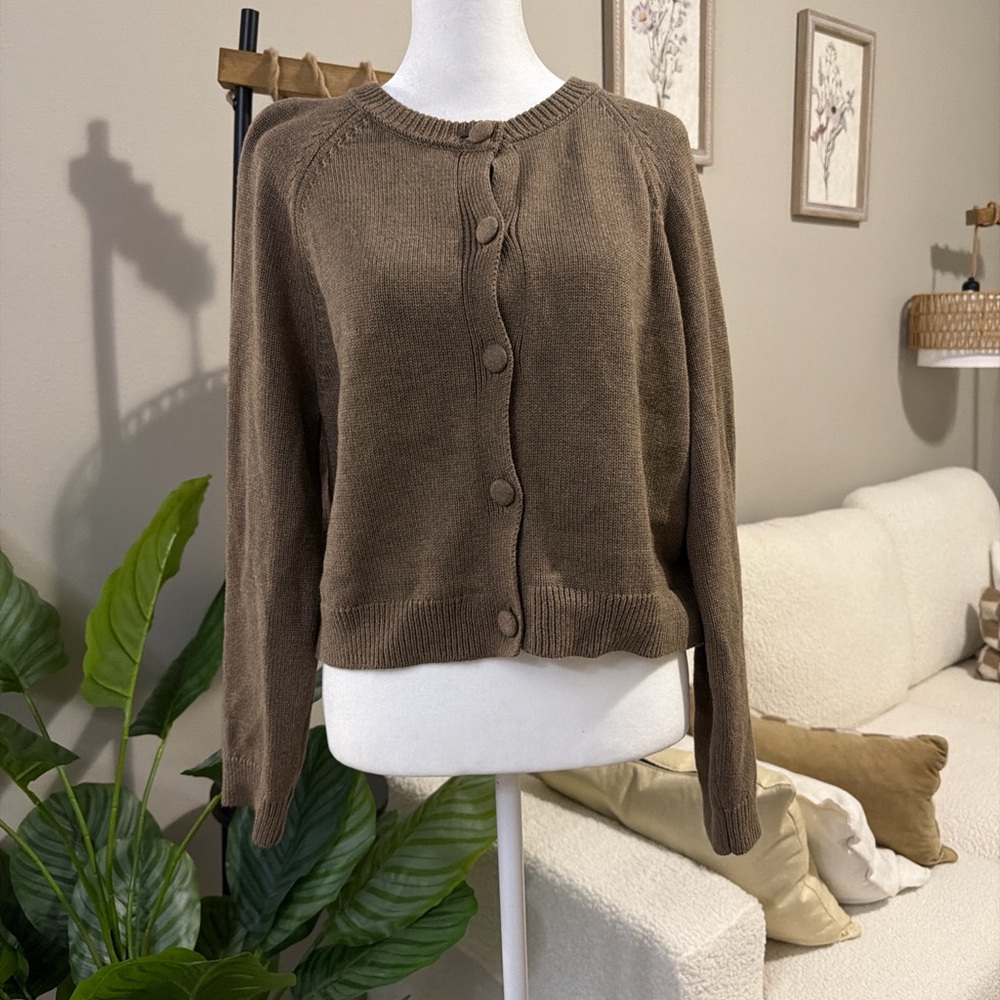 Universal Thread Brown Button-Up Sweater - image 1